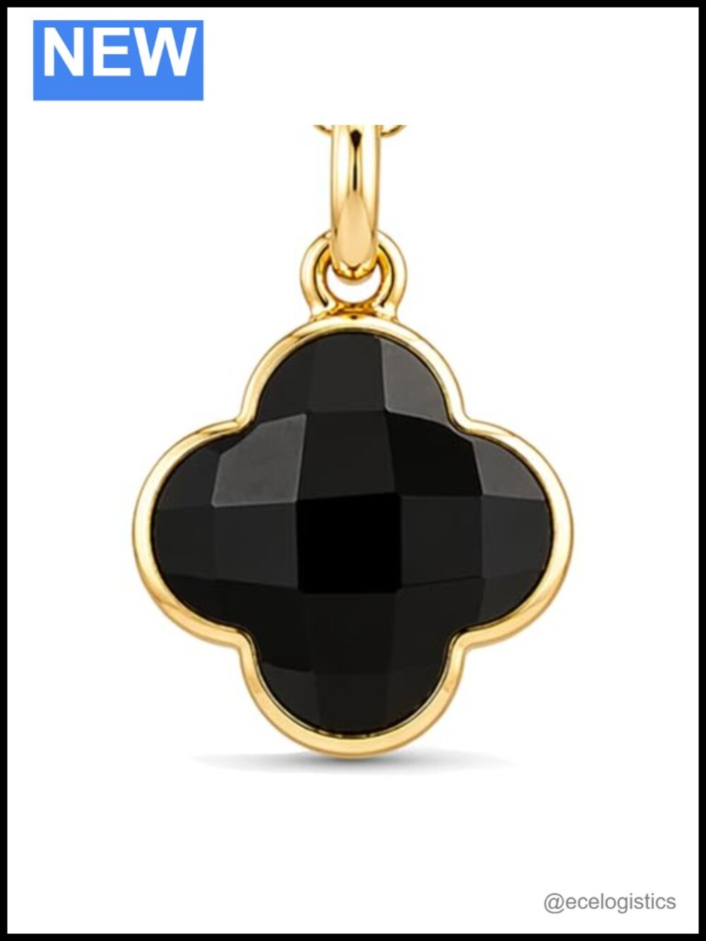 Sterling Silver 18K Gold Plated Four Leaf Clover Gemstone Pendant Necklace